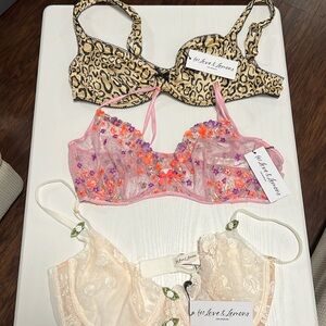 For Love & Lemons 3pc Bra XL Set